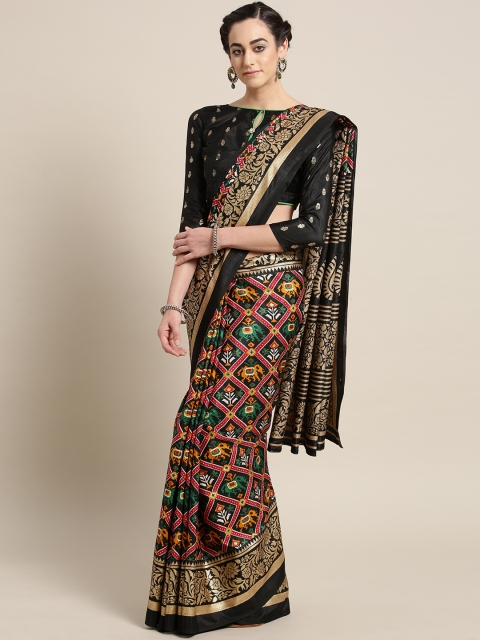 

Saree mall Black & Green Printed Patola Saree