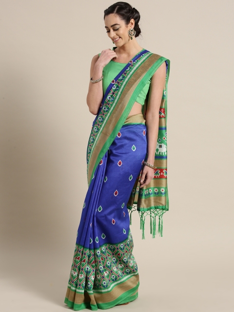 

Saree mall Blue Green Printed Saree