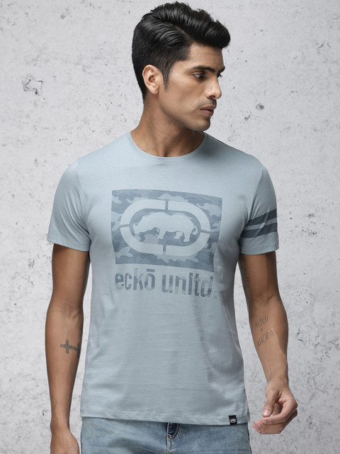 

Ecko Unltd Men Blue Printed Round Neck T-shirt