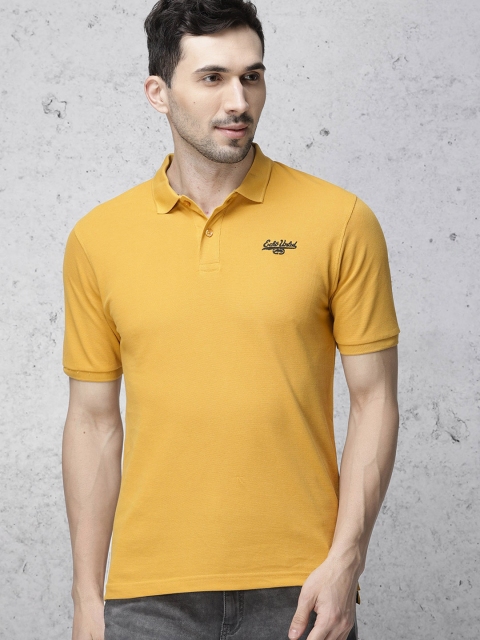 

Ecko Unltd Men Mustard Yellow Solid Polo Collar T-shirt