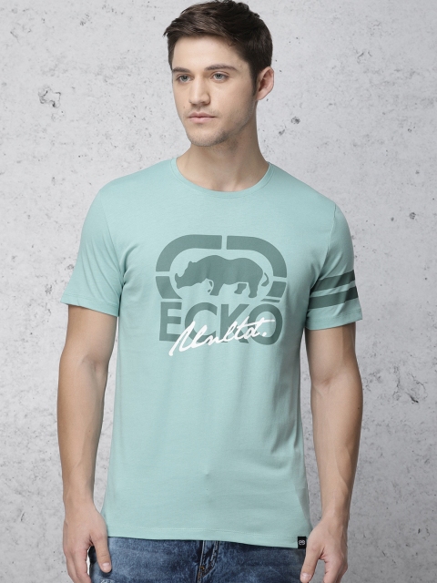 

Ecko Unltd Men Sea Green Printed Round Neck T-shirt