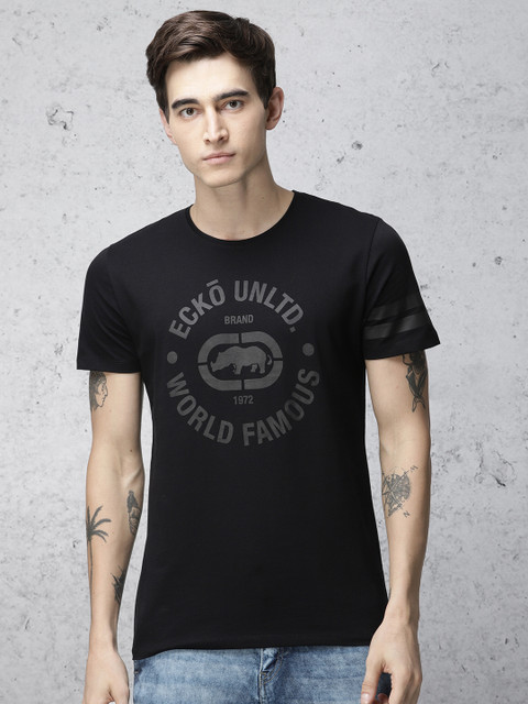 

Ecko Unltd Men Black Printed Round Neck T-shirt