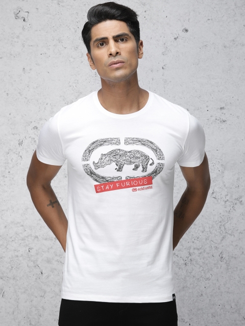 

Ecko Unltd Men White Printed Round Neck T-shirt