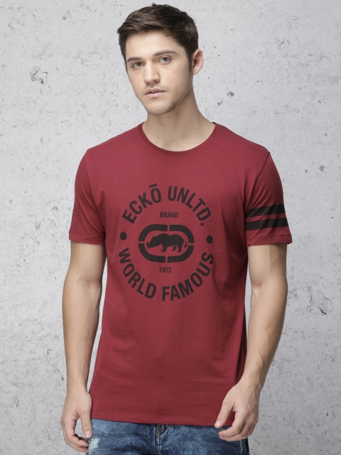 

Ecko Unltd Men Maroon Printed Round Neck T-shirt