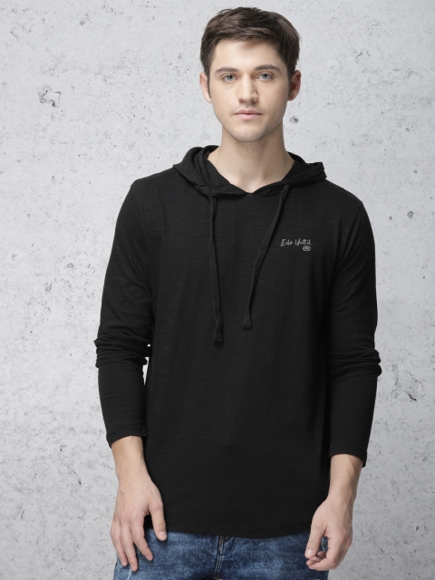 

Ecko Unltd Men Black Solid Hooded T-shirt