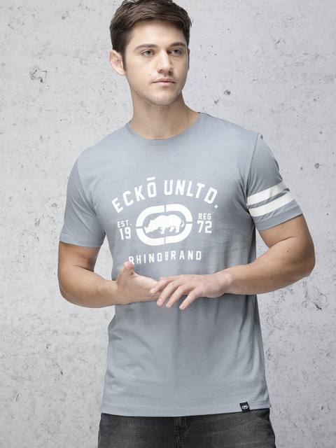 

Ecko Unltd Men Blue Printed Round Neck T-shirt