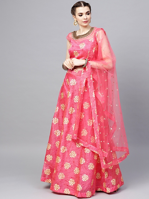 

Chhabra 555 Pink & Golden Printed Made to Measure Lehenga Choli