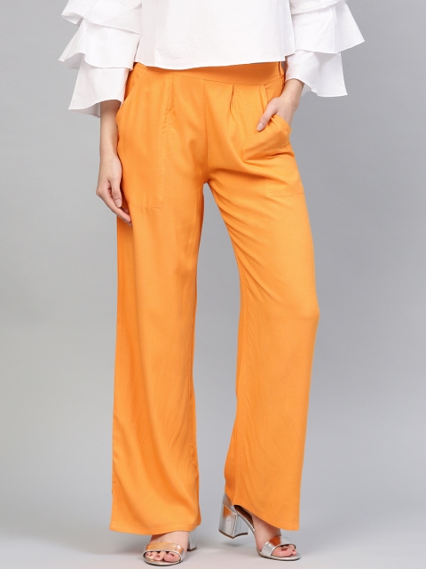 

Jaipur Kurti Women Orange Solid Straight Palazzos