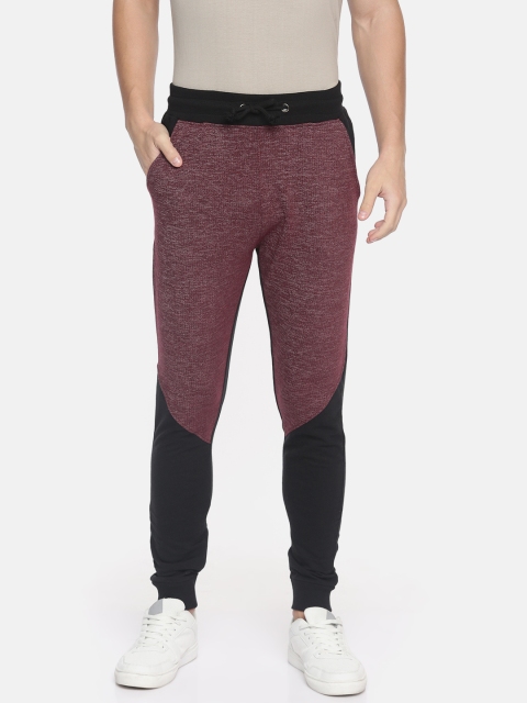 

ARISE Men Maroon & Black Colourblocked Regular Fit Joggers