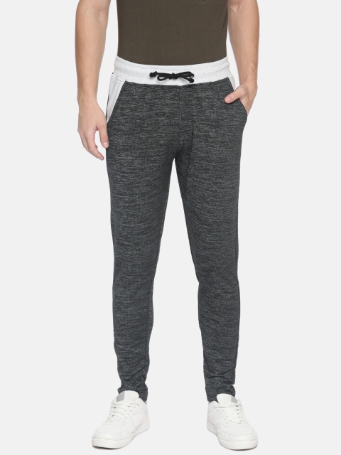 

ARISE Men Black & Grey Regular Fit Self Design Track Pants