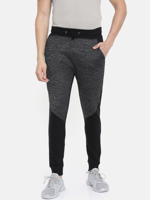 

ARISE MEN Charcoal Grey & Black Colourblocked Joggers