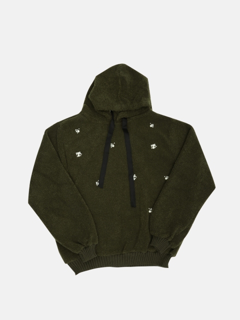 

Chemistry Women Olive Green Embellished Pullover Sweater