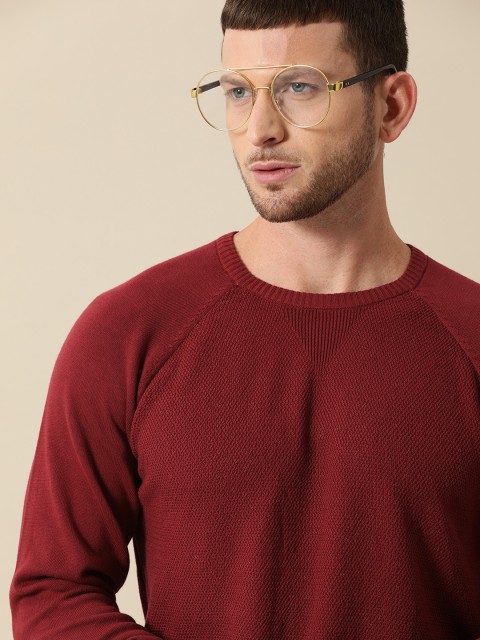 

Mr Bowerbird Men Burgundy Solid Pullover Sweater