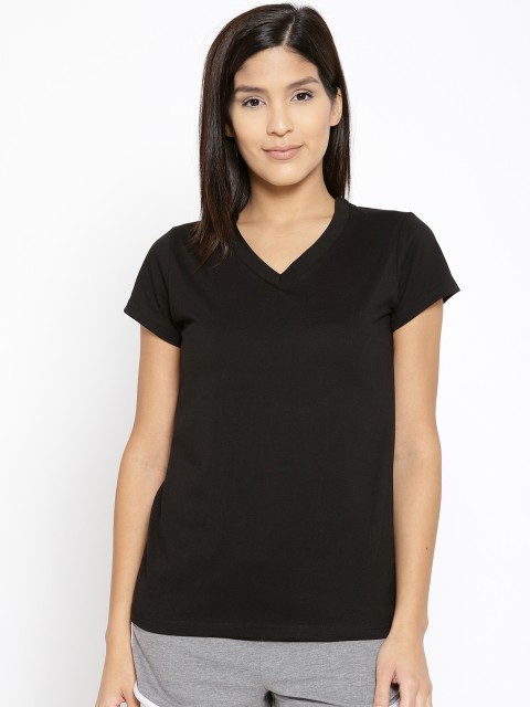 

Kanvin Women Black Solid Lounge T-shirt MJKSS109F