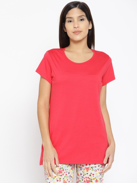 

Kanvin Coral Red Solid Lounge T-shirt MJKSS108E