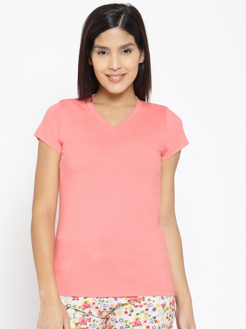 

Kanvin Peach-Coloured Solid Lounge T-shirt MJKSS109OO
