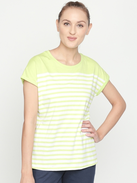 

Ajile by Pantaloons Women Yellow & White Striped Round Neck T-shirt