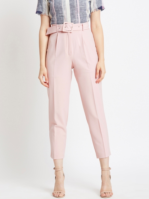 

COVER STORY Women Pink Regular Fit Solid Peg Trousers