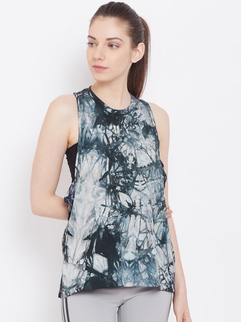 

ADIDAS Women Black & Off-White Printed Parley Training Tank Top
