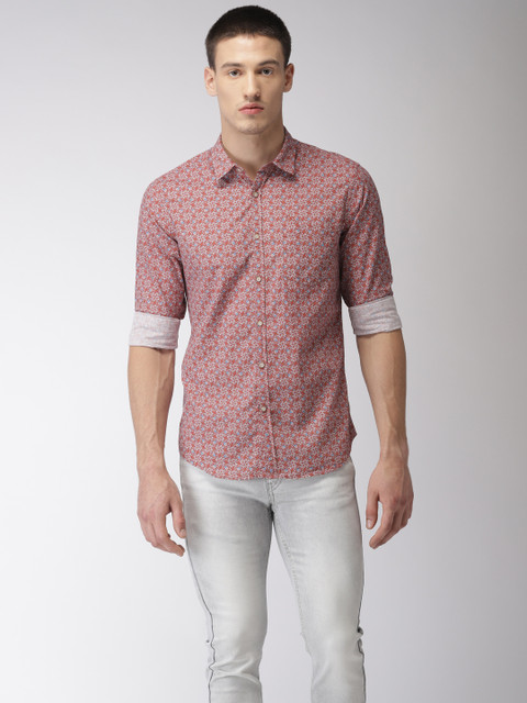 

Flying Machine Men Maroon Regular Fit Printed Casual Shirt