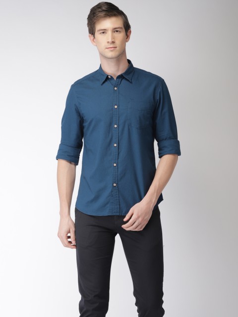 

Flying Machine Men Navy Blue Regular Fit Solid Casual Shirt