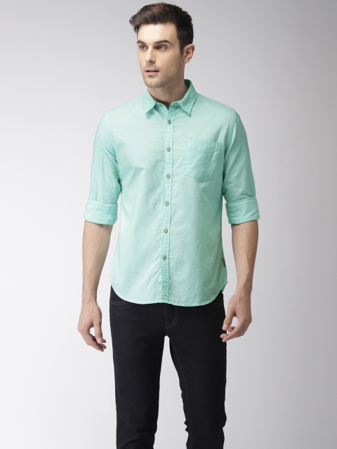

Flying Machine Men Sea Green Regular Fit Solid Casual Shirt