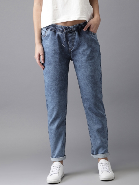 

HERE&NOW Women Blue Regular Fit Mid-Rise Clean Look Stretchable Jeans