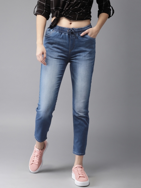 

HERE&NOW Women Blue Skinny Fit Mid-Rise Clean Look Stretchable Cropped Jeans