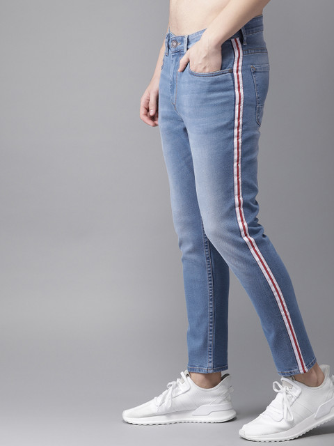 

Moda Rapido Men Blue Slim Tapered Fit Mid-Rise Clean Look Stretchable Cropped Jeans