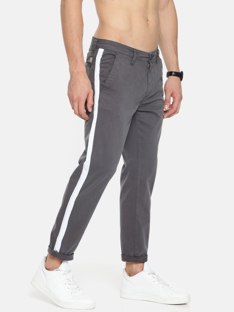 

HERE&NOW Men Grey Slim Fit Solid Regular Trousers