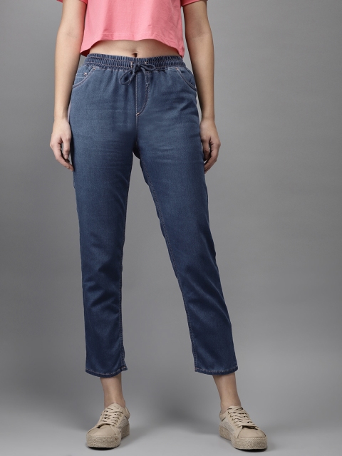 

HERE&NOW Women Blue Skinny Fit Mid-Rise Clean Look Stretchable Cropped Jeans