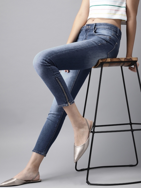 

HERE&NOW Women Blue Skinny Fit Mid-Rise Clean Look Stretchable Jeans