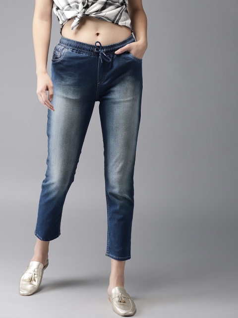 

HERE&NOW Women Blue Skinny Fit Mid-Rise Clean Look Cropped Stretchable Jeans