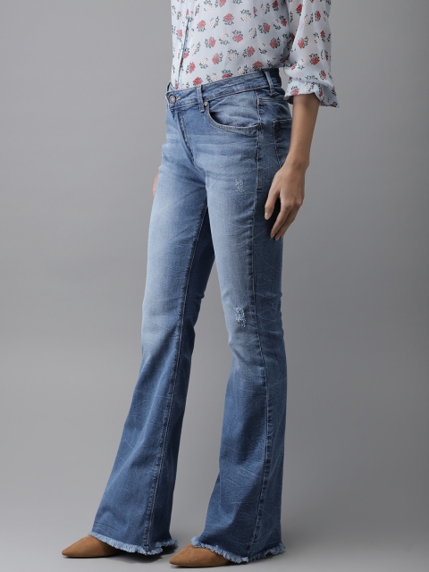 

Moda Rapido Women Blue Bootcut Fit Mid-Rise Low Distress Stretchable Jeans