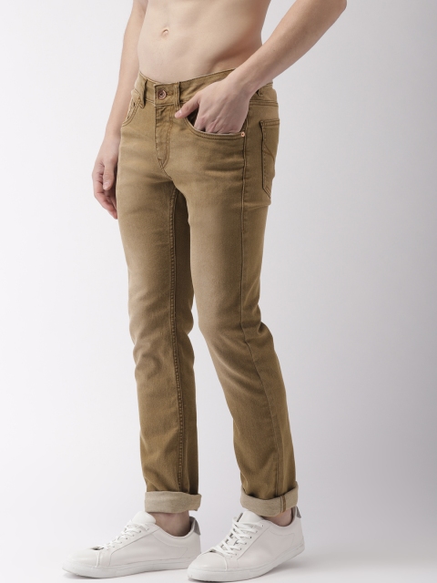 

Flying Machine Men Khaki Jackson Skinny Fit Low-Rise Clean Look Stretchable Jeans