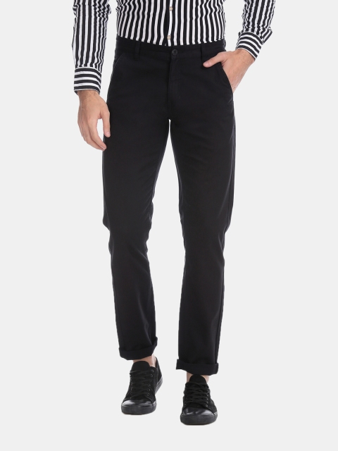 

Flying Machine Men Black Slim Fit Solid Regular Trousers