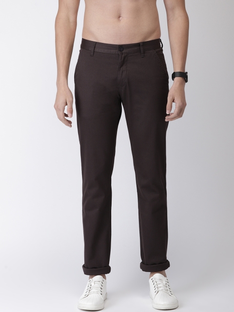 

Flying Machine Men Brown Slim Fit Solid Regular Trousers
