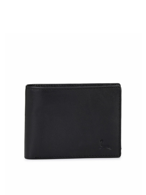 

Pacific Gold Men Black Leather Solid Two Fold Wallet