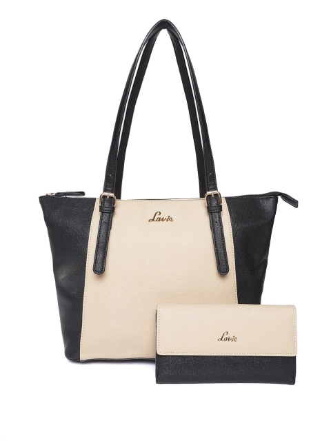 

Lavie Women Set of Beige & Black Colourblocked Shoulder Bag & Wallet