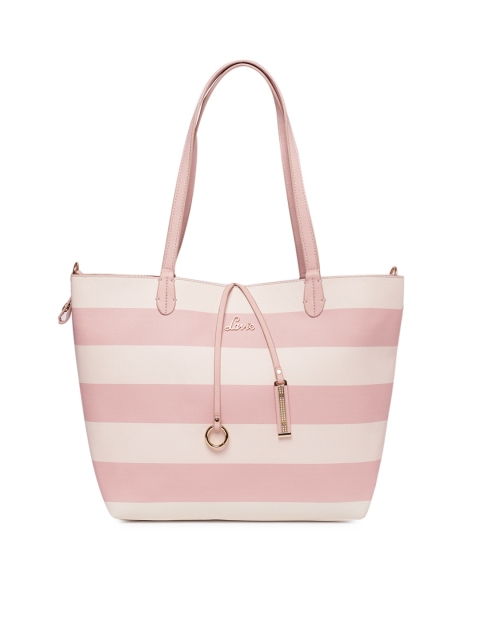 

Lavie Pink & Off-White Striped Shoulder Bag with Pouch