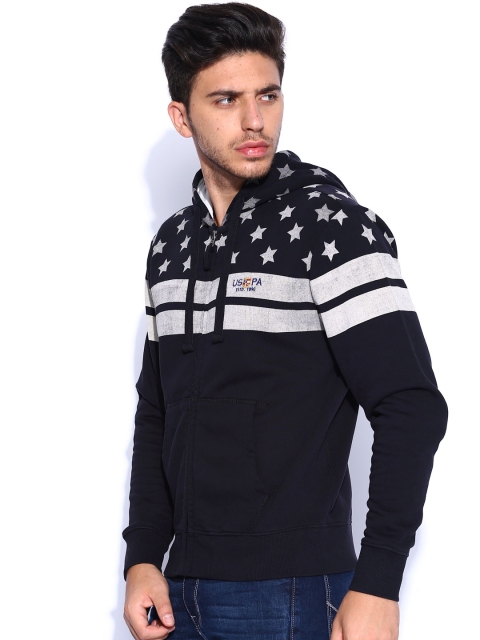 

U.S. Polo Assn. Denim Co. Black Printed Hooded Sweatshirt