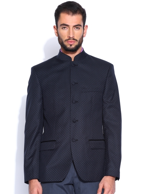 

Arrow Navy Woollen Single-Breasted Body Tailored Blazer, Navy blue