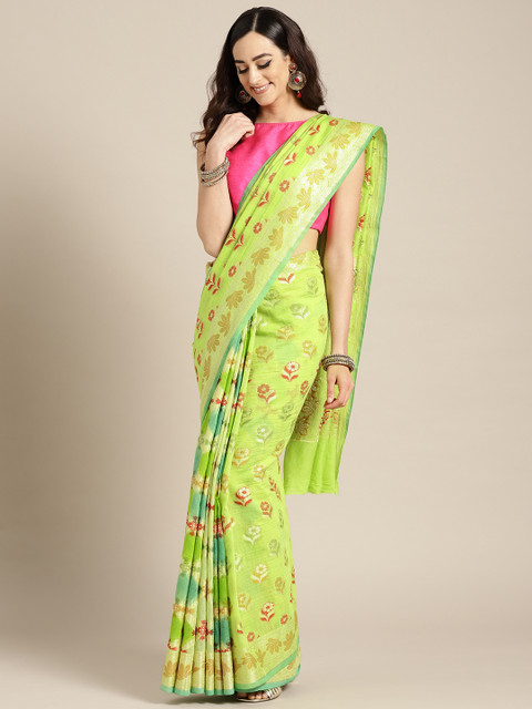 

Banarasi Style Green & Golden Woven Design Banarasi Saree