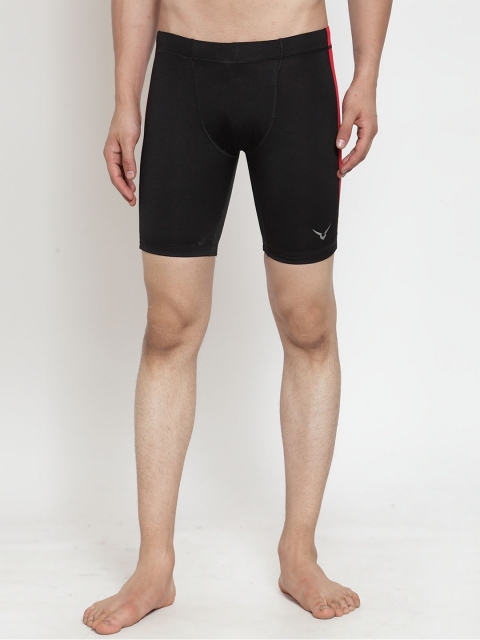 

Invincible Men Black Solid Slim Fit Pro Compress Sports Shorts