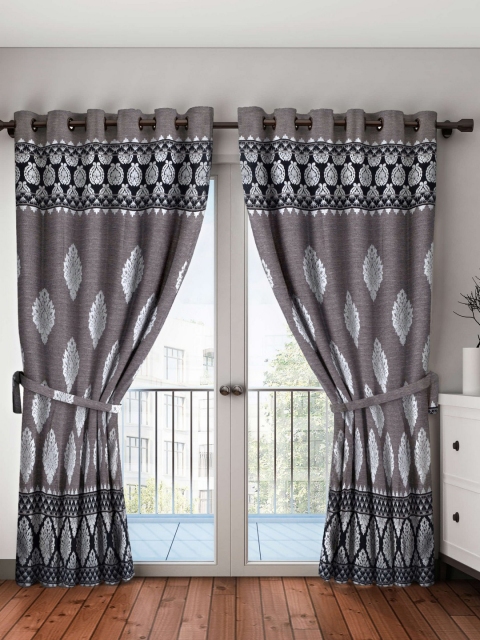 

BIANCA Grey Printed Black Out Single Door Curtain