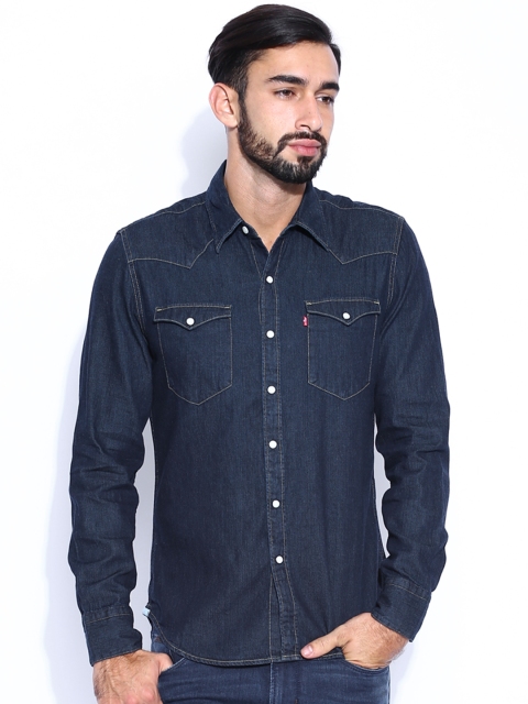 

Levis Navy Slim Fit Casual Denim Shirt, Navy blue