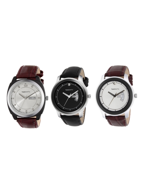 

TIMESMITH Men Set of 3 Analogue Watches TSC-002-003-011, Silver