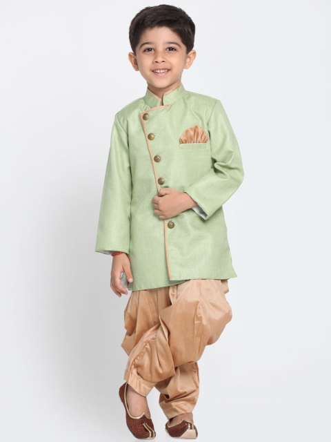 

JBN Creation Boys Green & Golden Sherwani Set