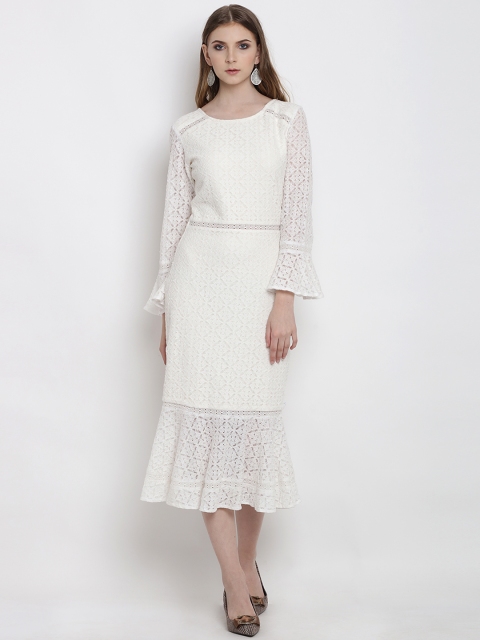 

Lady Stark Women White Self Design Sheath Dress