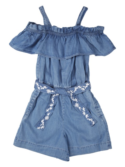 

One Friday Blue Chambray Solid Playsuit